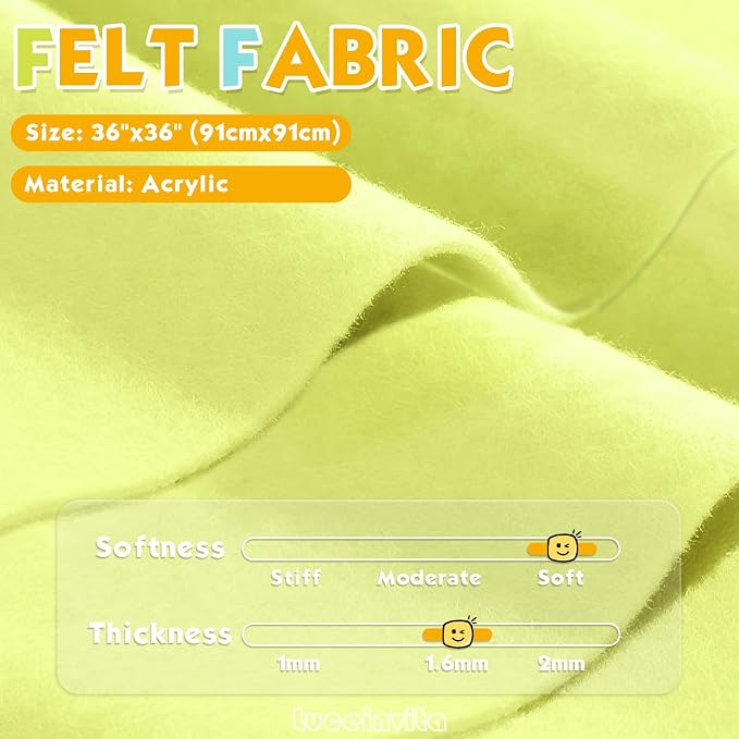 Soft Yellow 36" X 36" Felt Fabric Sheet - Image 2
