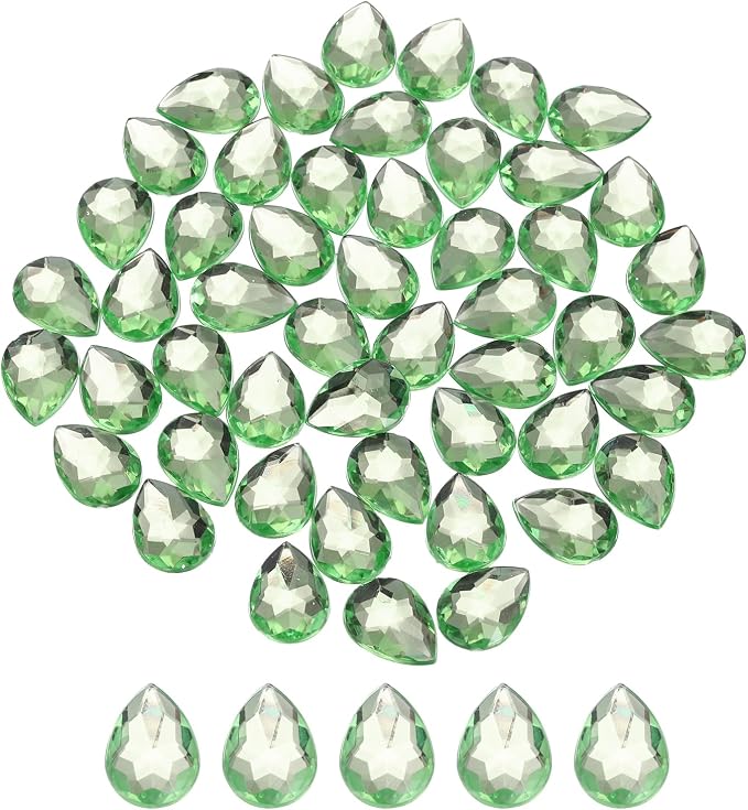 MECCANIXITY 50PCS Flat Back Acrylic Teardrop Gems 13x18mm Artificial Rhinestones by MECCANIXITY