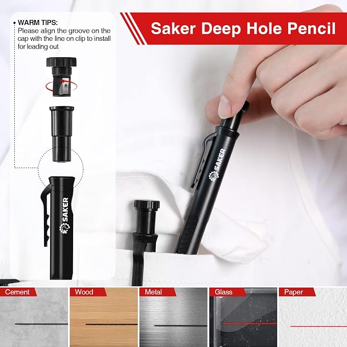 Saker Multi-Function Foldable Level and Deep Hole Pencil Set, Gifts - Image 4