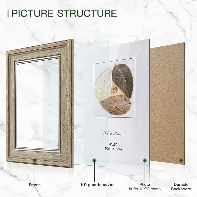 XUANLUO 3 Pack 4x6 Inch Picture Frames Farmhouse Rustic Vintage Distressed Wood - Image 3