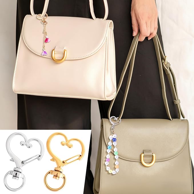 24 PCS Swivel Keychain Clasps, Heavy Duty Heart Shaped Spring Snap Clips - Image 7