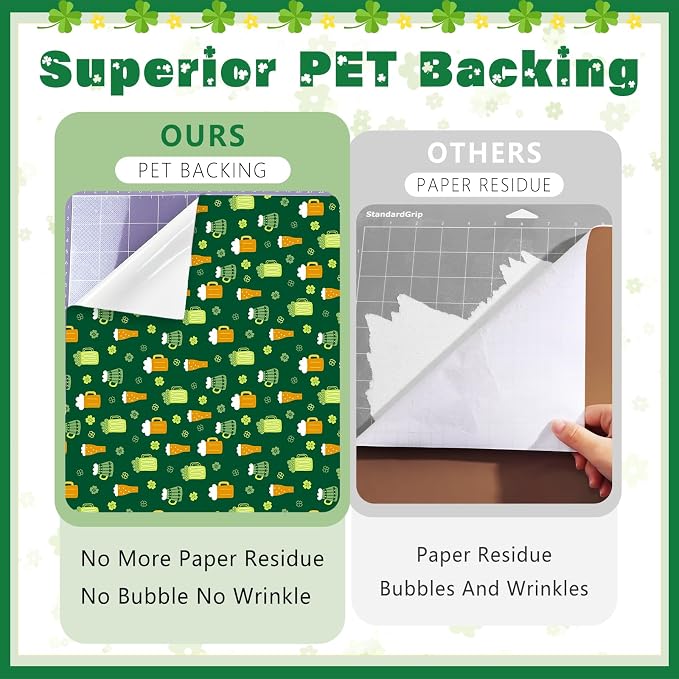 Green Clover Permanent Adhesive Vinyl 14 Sheets 12'' x 10'' | St. Patrick's Day - Image 4