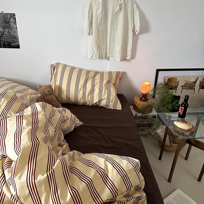 mixinni Retro Striped Duvet Cover Set Queen - Image 6
