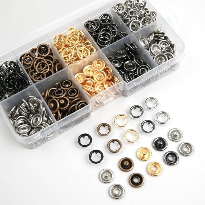 GTAAOY 100 Sets 9.5mm Metal Snaps Buttons Perfect - Image 7