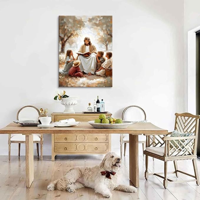 Jesus With Children Canvas Wall Art Jesus Teaching Children picture Wall Decor - Image 6