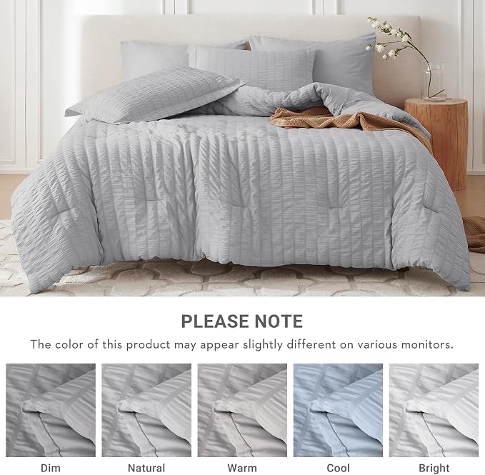 MUXHOMO 5 Pieces Twin XL Comforter Set, Seersucker Bed in a Bag Twin XL Size - Image 5