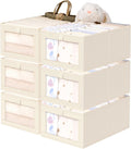 Criusia 6 Pack Linen Closet Organizers and Storage, Large Linen Closet Baskets for Organization, Foldable Storage Containers for Clothing, Towels, Toys, Jeans, Books, Shelves, Beige