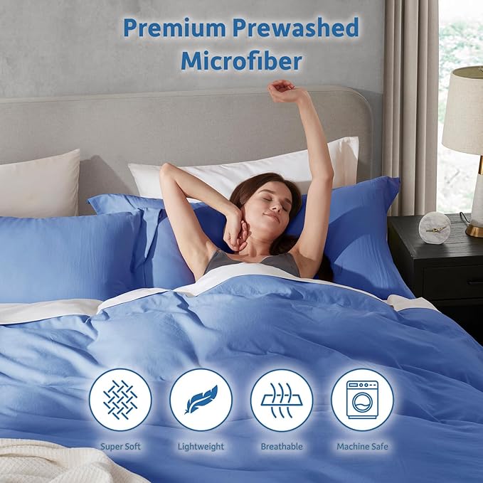 Nestl Calm Blue California King Duvet Cover Sets - Image 6