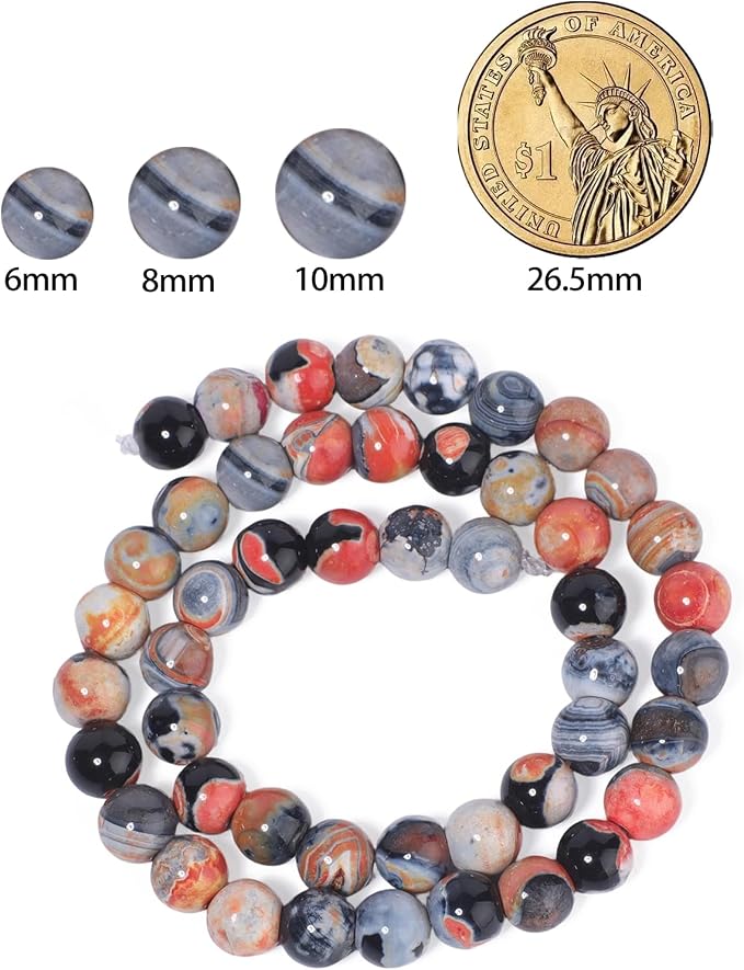 60pcs Round Loose Red Fire Agate Beads - Image 2