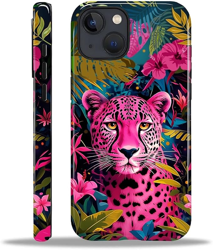 ZHEGAILIAN Case for iPhone 15 Plus, Panther Leopard Flower Durable Shockproof by Home