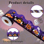 69Ft Halloween Bulletin Board Border Bat Ghost Pumpkin Cat Cobweb Funny - Image 3