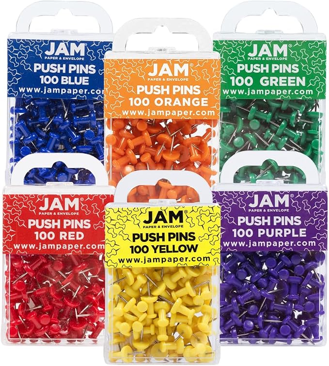 JAM PAPER Colorful Push Pins by JAMPaper