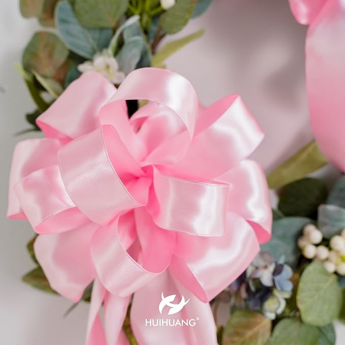 HUIHUANG Pink Satin Wired Ribbon 2.5 inch Light Pink Double Sided Satin Wire - Image 8