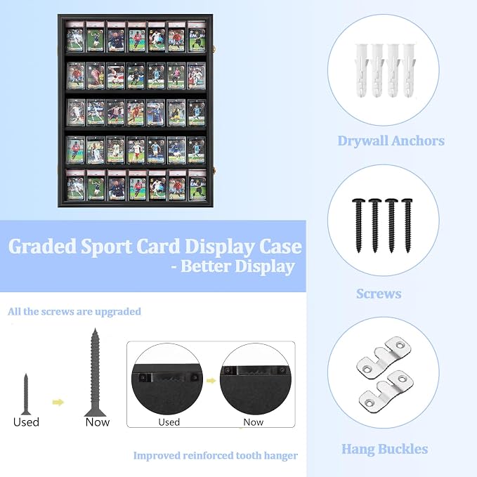 35 Graded Sports Card Display Case 3 Pack- Baseball Card Display Frame - Image 3