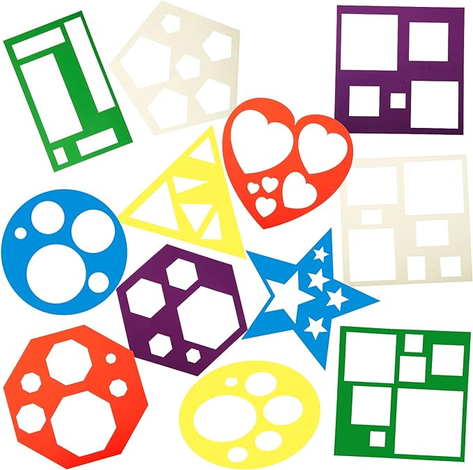 12 Pieces Geometric Stencils Template Set by Tenare