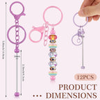 Tondiamo 12 Pcs Beadable Keychains Bars Bulk Blank Beaded Metal Keychain - Image 3
