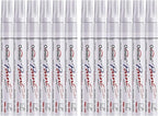 Overseas 12 White Paint Pens Permanent Markers, Oil Based Paint Markers | by Overseas