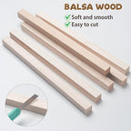 Balsa Wood Sticks Wood Strips 3/4" x 12", Square Wooden Dowel Rods - Image 3