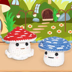 Crochet Kit for Beginners: 2 PCS Red & Blue Mushroom Starter Crochet Kits - Image 2