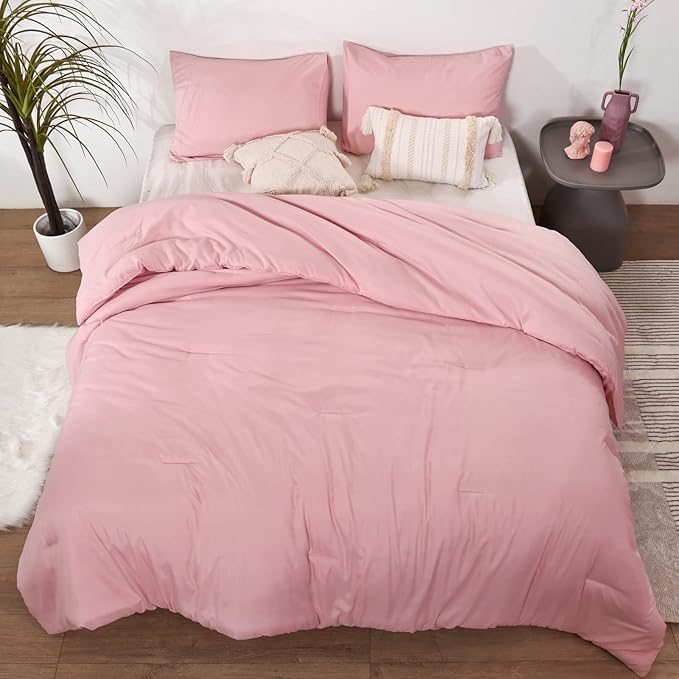 ROSGONIA Pink Comforter Set Queen - Image 5