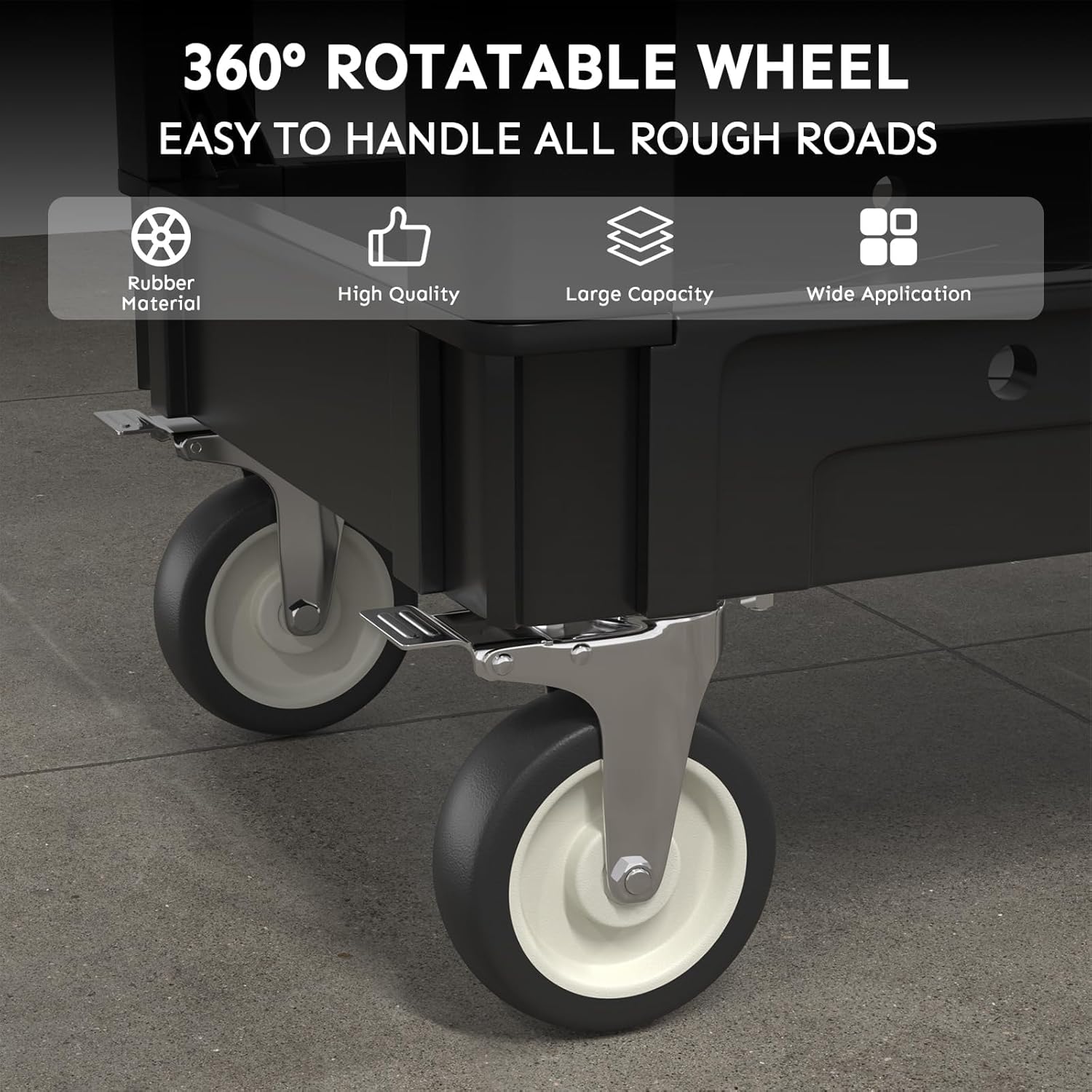 2 Shelf Heavy Duty Plastic Utility Cart, Service Cart Tub Storage W/Deep Shelve Holds up to 1000 lbs, Rolling Utility Cart with 360°Swivel Wheels, Work Cart for Warehouse, Garage, Cleaning