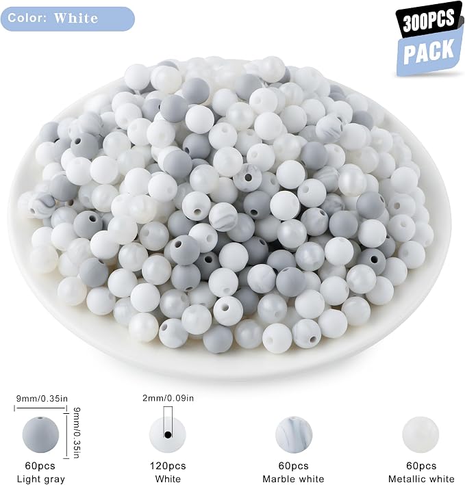 300Pcs Silicone Beads 9mm Mix Color, Bulk Silicone Beads 9mm - Image 2