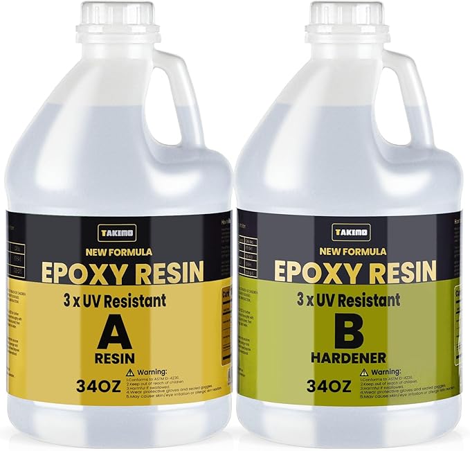 68OZ 3×UV Resistant Resin Kit, No Bubble & Crystal Clear Epoxy Resin by TAKIMO