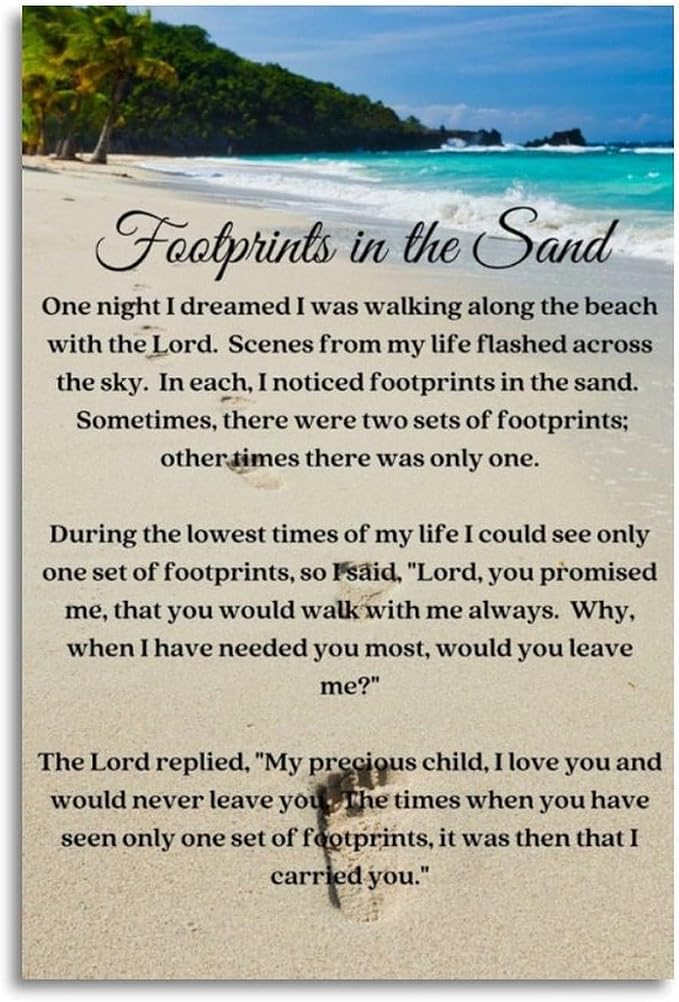 Footprints In The Sand Poems And Paintings Inspirational Poster Art Print by Unknown