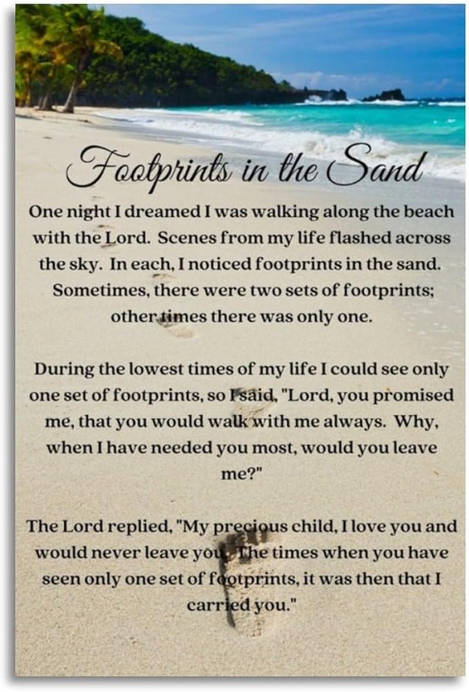 Footprints In The Sand Poems And Paintings Inspirational Poster Art Print by Unknown