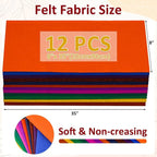 XSEINO 12 Rolls 8"x35" 1.4mm Thick Soft Felt Fabric Sheet 12 Assorted Dark - Image 3