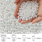 1500pcs Pearl Beads for Jewelry Making, 4mm 6mm 8mm 10mm Round Loose Pearls - Image 2