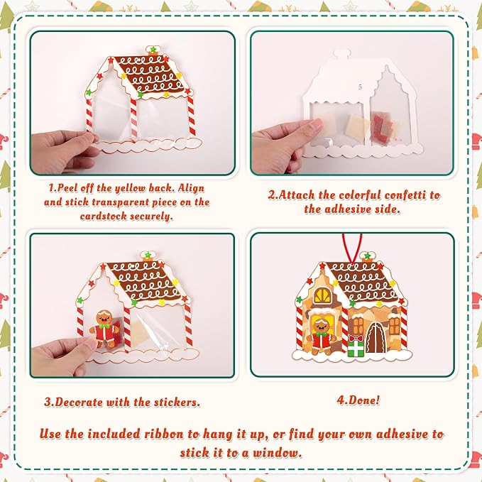 Renbuzhu 36PCS Christmas Crafts Bulk: Xmas Paper Suncatchers DIY Kit - Image 5