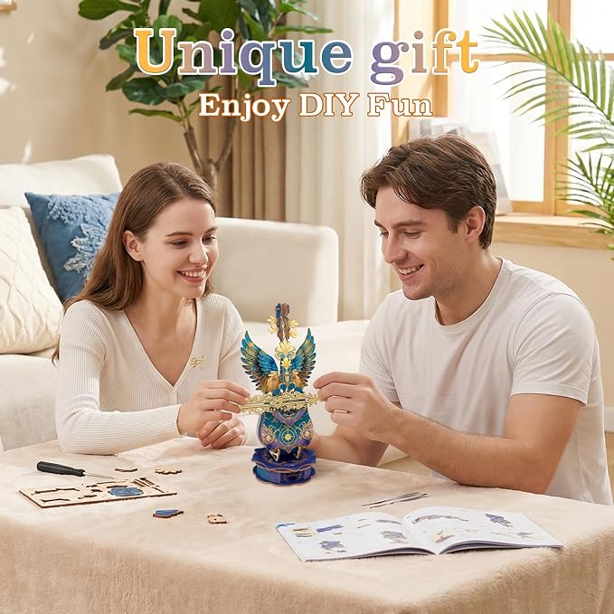 3D Wooden Puzzles for Adults, Mechanical Cello Music Box Kit - Image 4