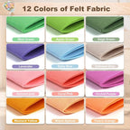 Large Stiff Felt Sheets 8"x35" – 12 Assorted Colors Felt Fabric Bundle Pack - Image 2