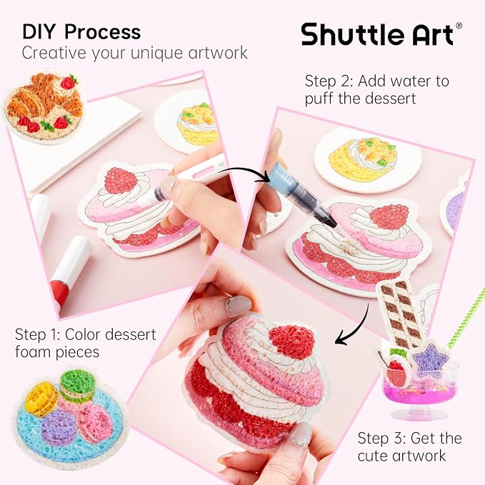 Shuttle Art 105 Pcs Magic Foam Texture Painting Kit Dessert Series: 24 Dessert - Image 3