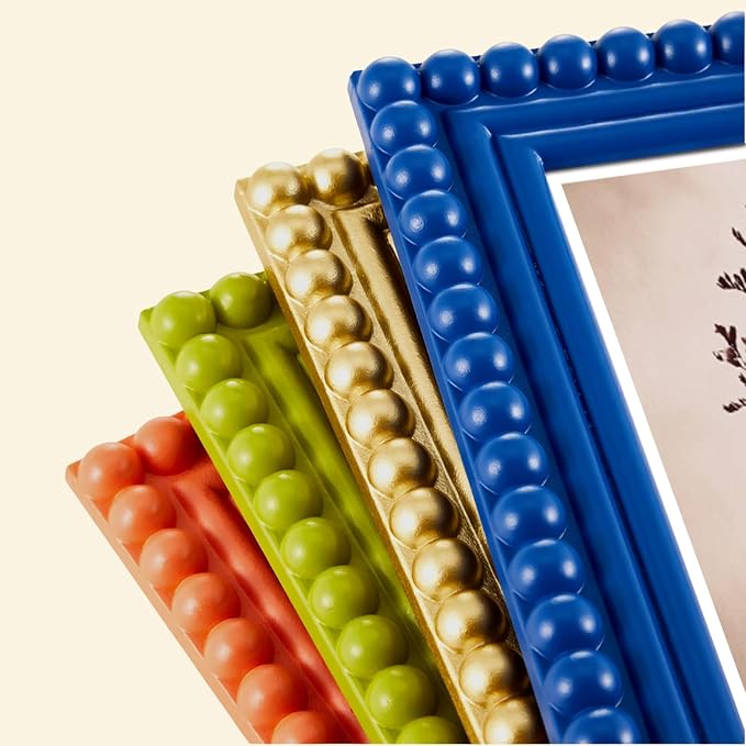 4 Pack 5 x 7 Picture Frame, Wood Beaded Boho Photo Frame, Vintage Photo Display - Image 6