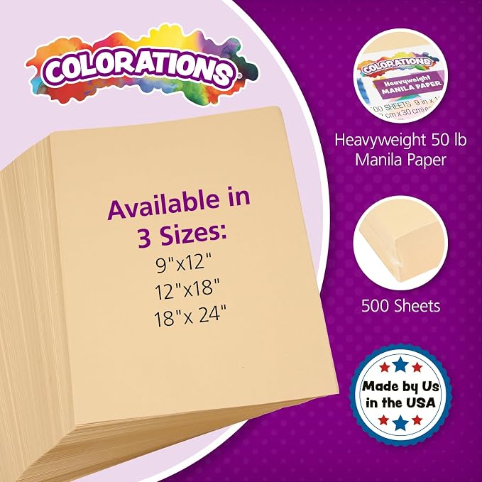 Colorations Heavyweight Manila Paper, 50 lb, 500 Sheets | School & Art Supplies - Image 2