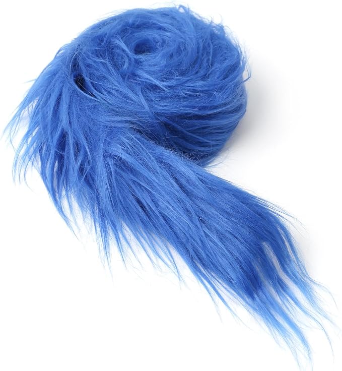 Shaggy Plush Faux Fur Fabric Precut Strips Sapphire Blue Fur Fluffy Fuzzy Craft by Unknown