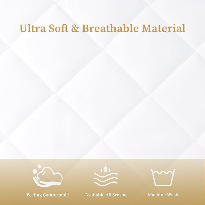 Quilted Fitted King Mattress Pad Cover, Waterproof Mattress Protector, Deep - Image 4