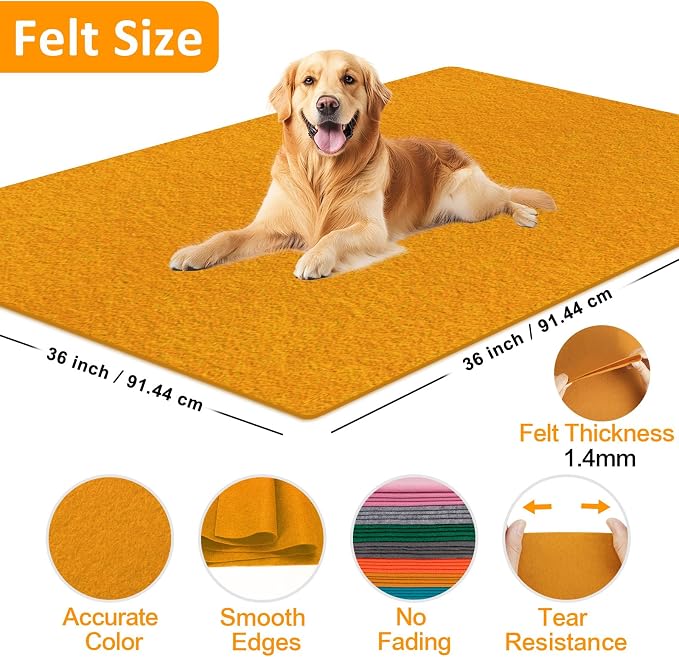 Golden Yellow Felt Fabric Sheet 36" X 36", 1.4mm Thick Large Soft Durable - Image 2