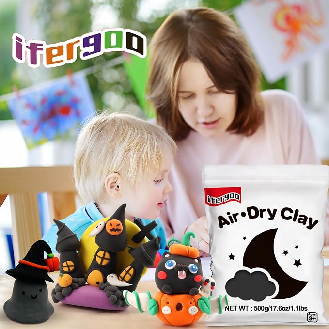 Ifergoo Black Foam Modeling Clay- Moldable Cosplay, Air Dry, Squishy Molding - Image 5