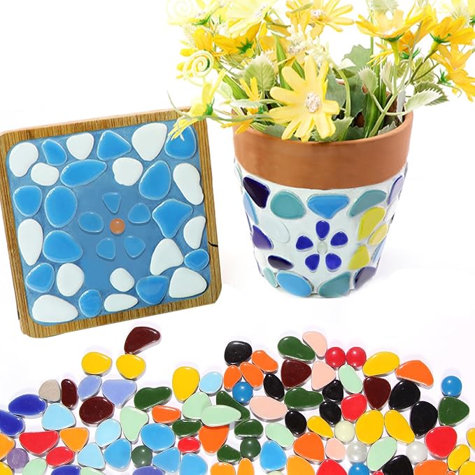 1.1 LB Ceramic Mosaic Tiles for Stepping Stones, DIY Stepping Stone Kit - Image 6