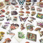 YOKSAS 50PCS Vintage Nature Mushroom Clear Scrapbook Stickers – Retro Botanical - Image 2