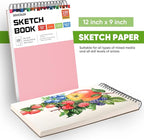 Soucolor 9x12 Sketch Book 2-Pack, 100 Sheets, Spiral Bound | 68lb acid-free - Image 5