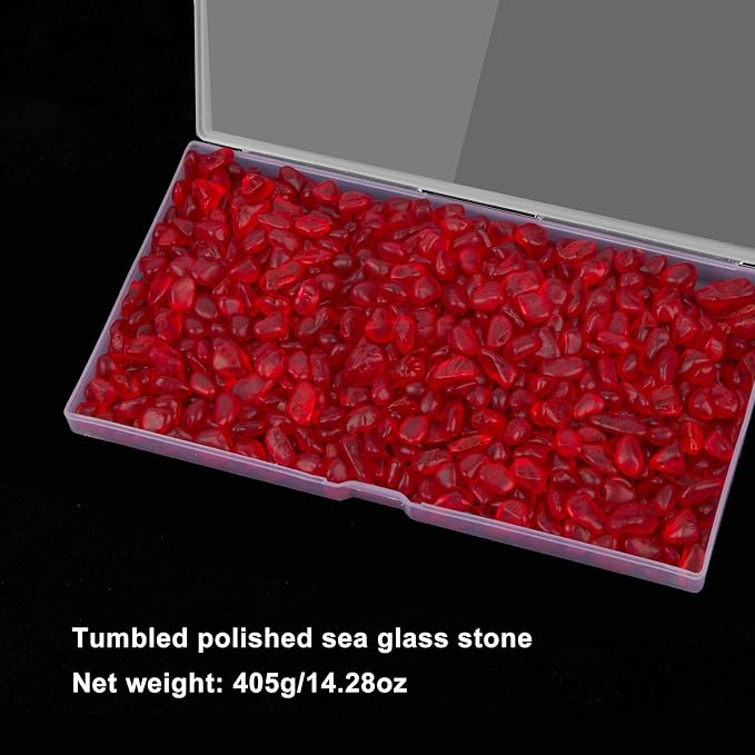 QEQEKAKA Sea Glass Stones for Crafts About 1LB Red Glass Pebbles Gemstones Bulk - Image 4