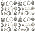 WOCRAFT 120pcs Antique Silver Sun Moon Star Charms by WOCRAFT
