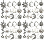 WOCRAFT 120pcs Antique Silver Sun Moon Star Charms by WOCRAFT