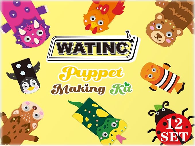 WATINC 12Pcs Hand Puppet Making Kit, Art Craft Felt Sock Puppet Toys, Creative - Image 7