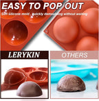 Lerykin 3 Pack Extra Large 5-Cavity Semi Sphere Silicone Molds, Half Sphere - Image 4