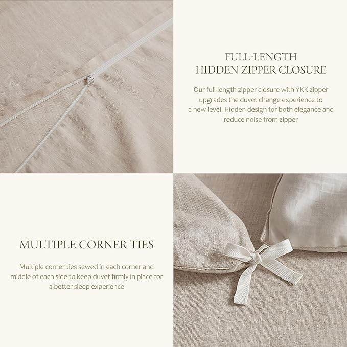 DAPU 100% Linen Duvet Cover Twin 2PCs, Pure Natural French Flax Linen Duvet - Image 6